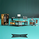 Interior working room set industrial design Low-poly 3D model - 3DOcean Item for Sale
