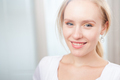 closeup portrait of a cute happy young woman smiling - PhotoDune Item for Sale