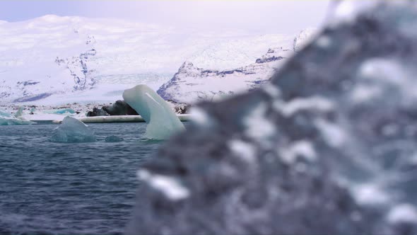 Pieces of Ice Block Floating