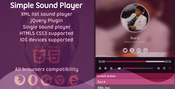 Simple Standalone Sound Player HTML5 with XML