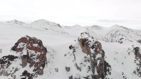 Aerial Landscape of Beautiful Winter Mountains