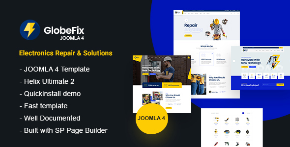 GlobeFixer –  Joomla 5 Electronics Repair & Business Solutions Template