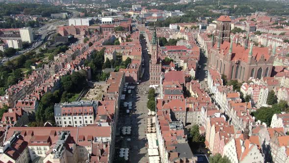 Aerial view of the old town of Gdansk city in Poland, Europe