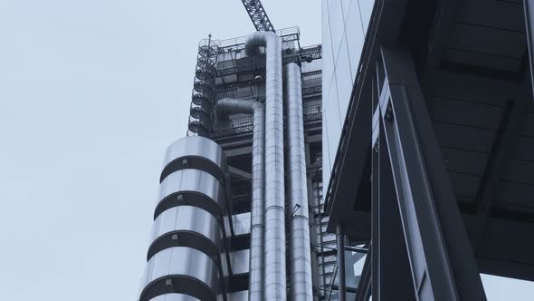 Revealing shot of the LLoyd's Building in London