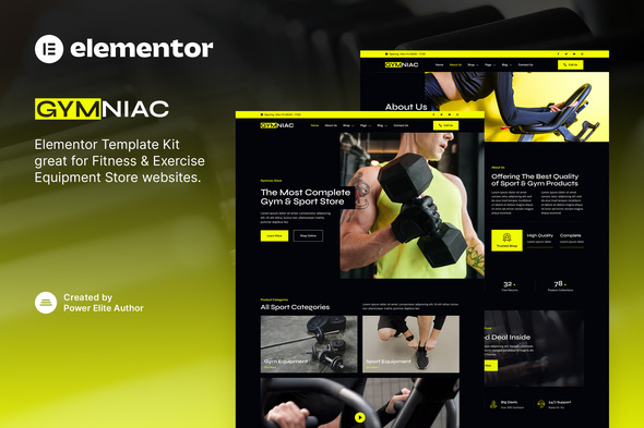 Gymniac - Fitness & Exercise Equipment Store Elementor Template Kit