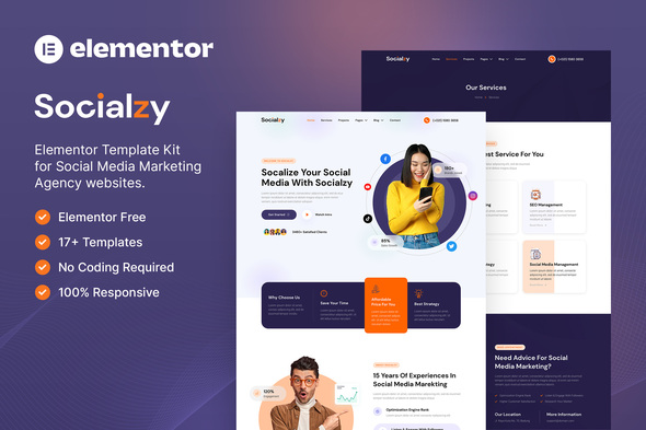 Socialzy – Social Media Marketing Agency Elementor Template Kit