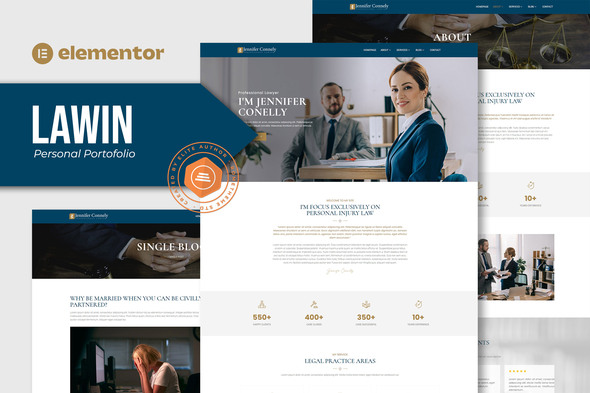 Lawin - Lawyer & Attorney Personal Elementor Template Kits