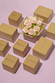 Pattern cardboard box delivery logistics blooming bouquet of pink roses as a gift - PhotoDune Item for Sale