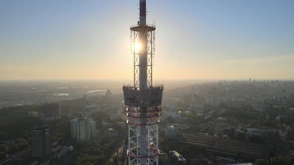 TV Tower in the Morning at Dawn in Kyiv, Ukraine