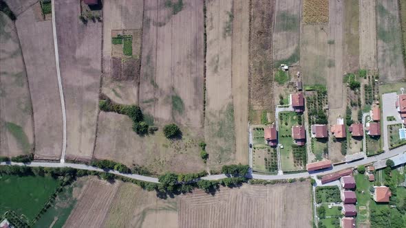 Houses and Farm Lands Seen From a Distance in the Balkans