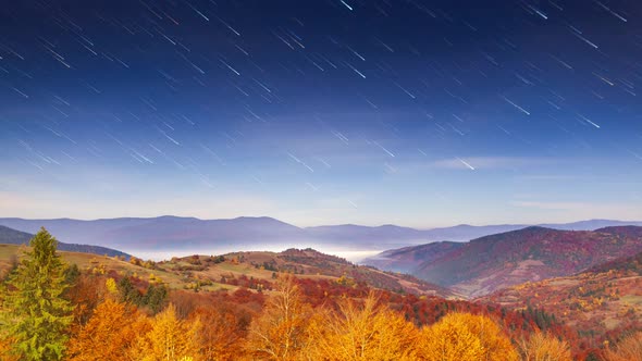 Timelapse of Moving Star Trails in Night Sky