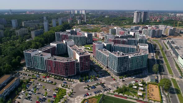 Drone Aerial View Modern Building Residential Complex Respublika Construction