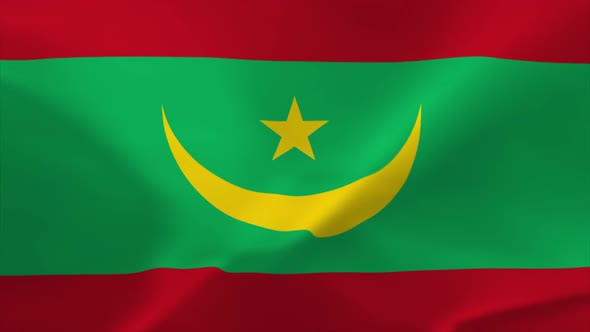 Mauritania Waving Flag Animation 4K Moving Wallpaper Background