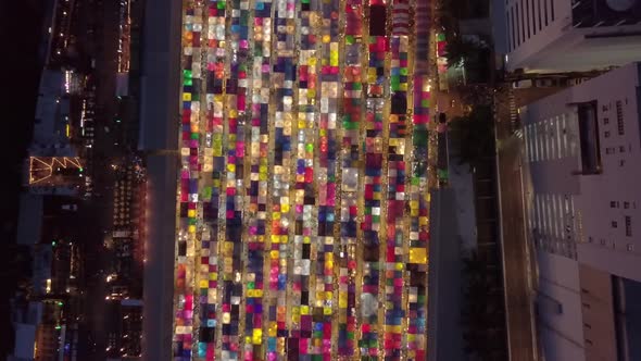 Rotfai Night Market Aerial View in Bangkok, Thailand