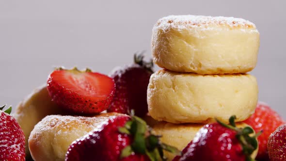 Breakfast, Fresh Pastries with Strawberries, Sweet Bread, Summer