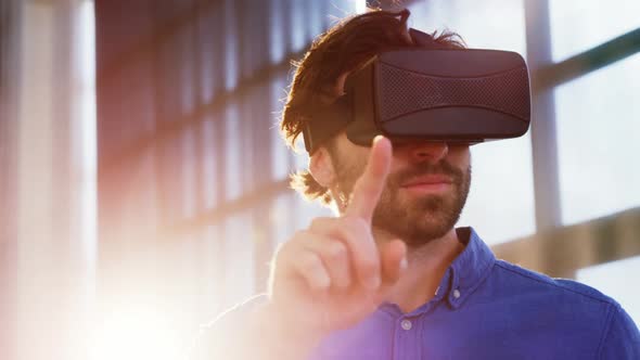 Man using virtual reality headset