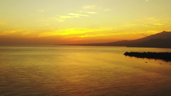 Aerial top down tourism of beautiful tourist beach trip by transparent sea with white sandy backgrou