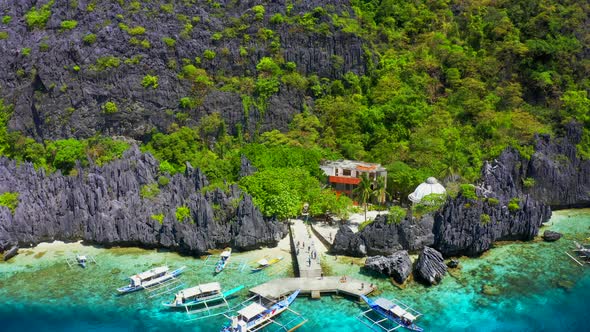 Beautiful Beach in Matinloc Island El Nido Palawan Philipines Just Only a Few Steps Up To the Hill