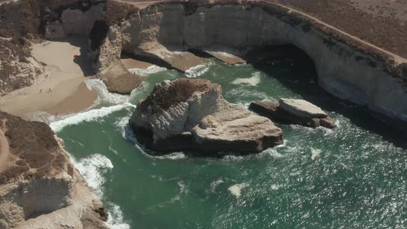 Aerial view of ocean at Shark Fin Cove on High way 1 in Northern California