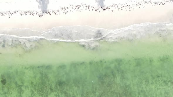 Vertical Video Boats in the Ocean Near the Coast of Zanzibar Tanzania Aerial View