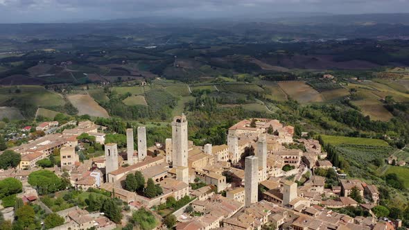 Aerial View of the Medieval Town of San Gimignano  Tuscany Italy