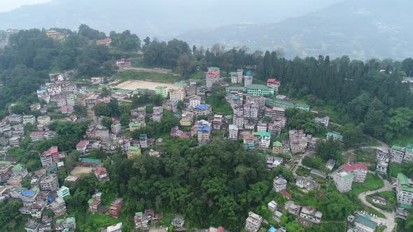 City of Gangtok in Sikkim India seen from the sky