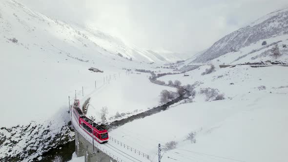 Snow Train in Switzerland Used to Shuttle Passengers and Skiers to Ski Resorts