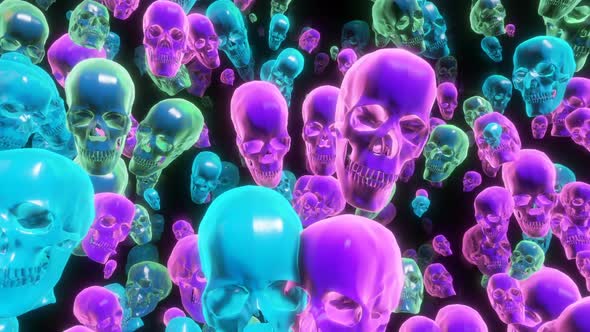 Rainbow glowing skulls