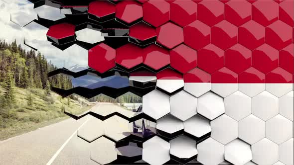 Indonesia Flag Hexagon Transition - 4K Resolution