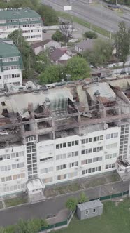 Vertical Video of a House That Was Damaged During the War in Ukraine