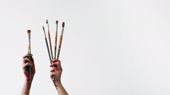Artist Equipment Creative Hobby Hands Paintbrushes