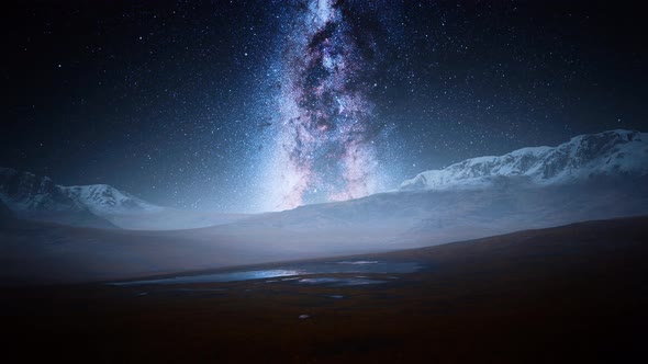 Camera Follow the Milky Way Rotate in Mountains alt