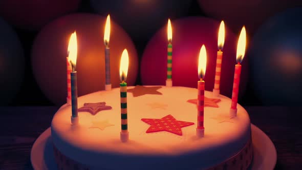 Candles On Cake At Birthday Party