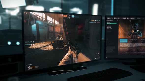 Playing Online Multiplayer Mode In Video Game Against Enemy Team Of Gamers alt