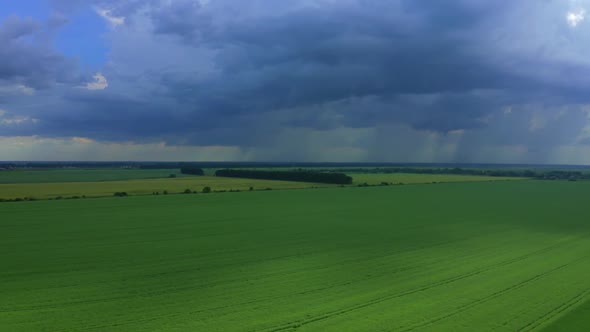 Aerial View Of The Thundercloud Above The Field