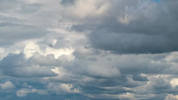 Time Lapse Footage of Fast Moving White Puffy Cumulus Clouds on Blue Clear Sky