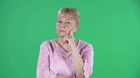 Portrait Elderly Woman Thinking with Concentration Upset No Idea