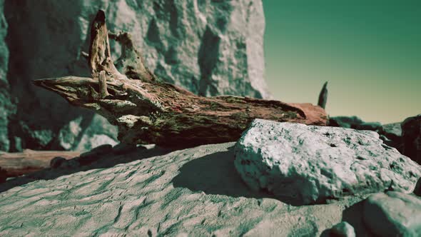 Hyperlapse of Deserted Beach and Rocky Cliff