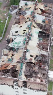 Vertical Video of a Wartorn Apartment Building in Ukraine