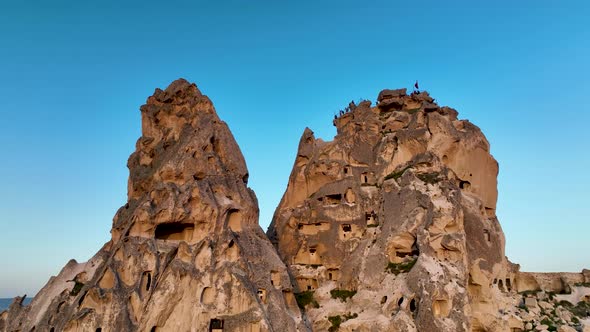 Awesome aerial view of Uchisar 4 K Turkey Cappadocia