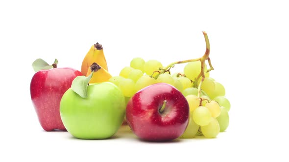 Rotating Fruit Composition Isolated on White Loop