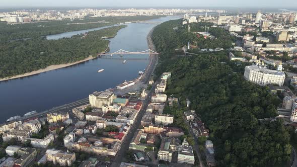 Kyiv, Ukraine. Aerial View. Slow Motion