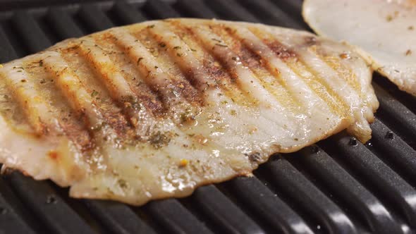 the Fish Fillet Was Cooked on an Electric Grill