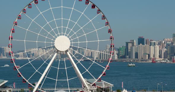 Ferris Wheel in Hong Kong city