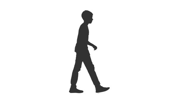 Silhouette of Walking Teen Boy alt