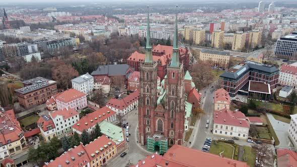 Cityscape of Wroclaw Panorama in Poland Aerial View