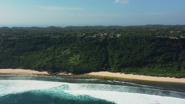 Aerial View on the Green Cliff in Nunggalan Beach