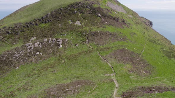 View of the Mountainous Scottish Landscape on the Holy Isle