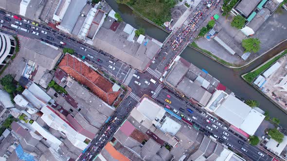 Aerial view Drone flying over phuket city Thailand