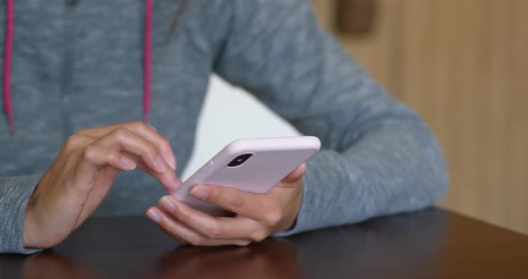 Close up of woman use of mobile phone